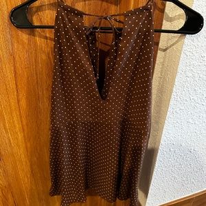 Zara XS sleeveless polka dot top Brown Pre-owned.